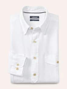 Leinen-Mix Multi-Taschen Hemd Weiß