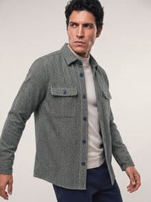 Hemd-Jacke Woll-Mix Marine