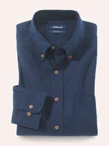Hemd aus angerautem Baumwoll-Twill Uni Marine