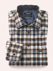 Flanell-Hemd mit Relax-Kragen Karo Camel