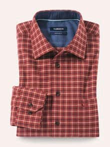 Flanell-Hemd mit Relax-Kragen Minikaro Rost