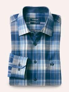 Soft-Flanell-Hemd Karo Marine