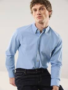 Hemd mit Kent-Kragen Button Down Jeansblau