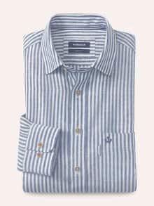 Pures Leinen Hemd Streifen Marine