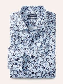 Extraglatt-Hemd Kent-Kragen Blätter Druck