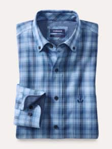 Cashmere-Mix-Hemd Karo Blau