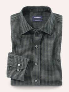 Soft-Flanell Hemd mit Kent-Kragen Minikaro Oliv