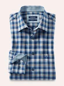 Softflanell-Hemd Fensterkaro Marine