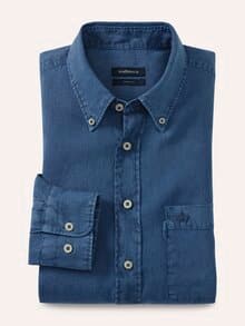 Pures Leinen Hemd Überfärber Jeansblau