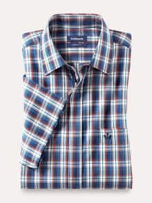 Extraglatt-Hemd Zip & Go Karo Blau