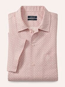 Leinen-Mix Revers-Kragen-Hemd Druck Rot