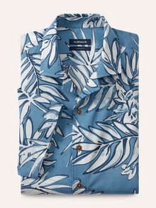 leichtes Reverskragen-Hemd Druck Marine