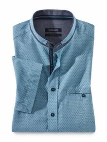 Kurzarm Struktur-Hemd Türkis