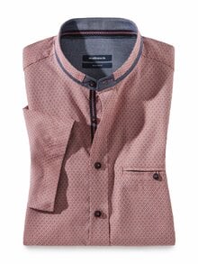 Kurzarm Struktur-Hemd Koralle