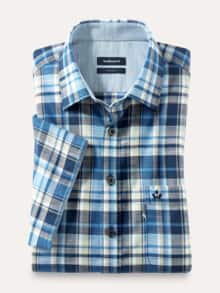 Tropical-Hemd soft & leicht Karo Blau