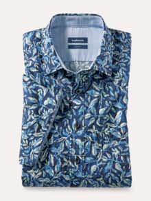 Tropical-Hemd soft & leicht Druck Marine