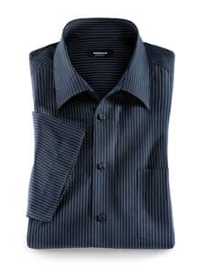 Extraglatt-Hemd Walbusch-Kragen Streifen Dunkelblau