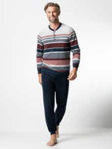 Frottee-Schlafanzug Winterwarm Marine/Terra