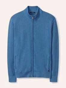 Strickjacke Waffelstruktur Rauchblau