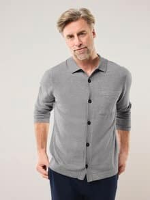 Geknöpftes Strickpolo Grau Melange