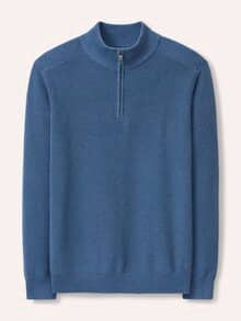 Troyer aus Baumwollmix Mittelblau