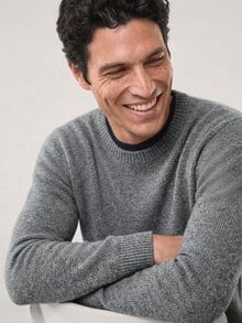 Premium Pullover mit Cashmere Grau Melange