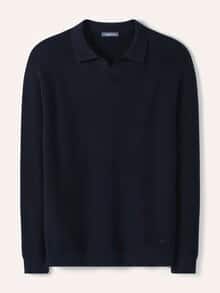 Gerippter Polopullover Marine
