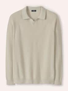 Gerippter Polopullover Natur