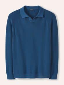 Gerippter Polopullover Rauchblau