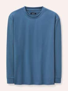 Langarmshirt aus Baumwollmix Meerblau