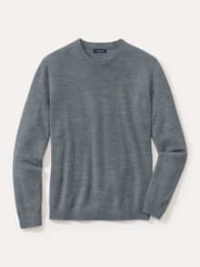 Rundhals-Pullover Merino Extrafein Grau Melange