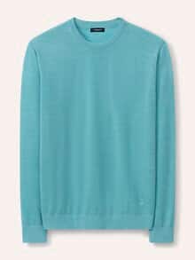 Rundhals-Pullover Merino Extrafein Mintgrün