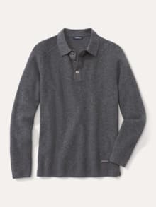 Patentstrick-Polopullover Grau Melange