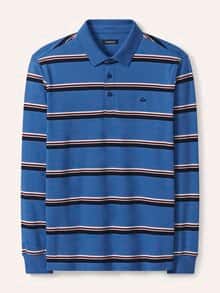 Streifen Polo Mittelblau/Mar.