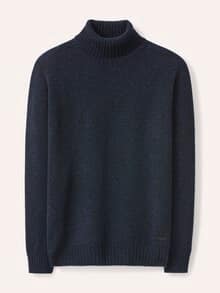 Rollkragenpullover aus Lammwolle Marine