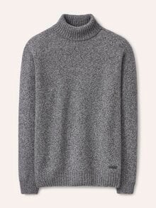 Rollkragenpullover aus Lammwolle Grau Melange