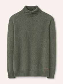 Rollkragenpullover aus Lammwolle Salbei