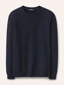 Lammwoll-Pullover Nahtlos Marine