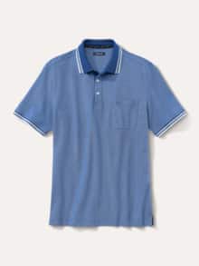 Extraglatt-Polo Bicolor Lichtblau