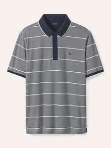 Interlock Polo Streifen Marine