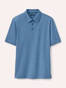 Strukturiertes Polo mit Kurzarm Rauchblau