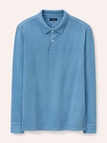 Langarmpolo aus weicher Baumwolle Rauchblau