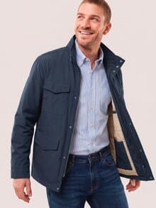 Wärmende Langjacke mit 9 Taschen Marine