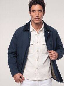Jacke aus Baumwollmix m. Cordkragen Marine