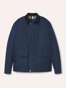 Jacke aus Baumwollmix m. Cordkragen Marine