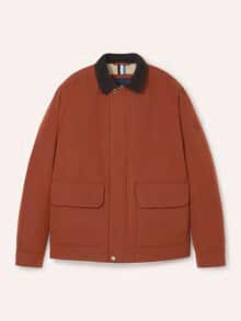 Jacke aus Baumwollmix m. Cordkragen Rotbraun