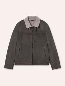 Lederblouson mit Kunstfell Anhtrazit