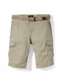Extraglatt Gürtel Cargo-Bermudas Beige