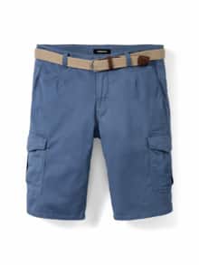 Extraglatt Gürtel Cargo-Bermudas Mittelblau