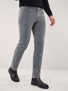 Five Pocket aus feinem Cord Grau